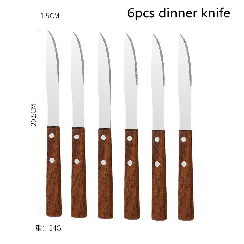 4Pcs Wooden Handle Cutlery Set Mirror Stainless Steel Dinnerware Rose Wood Handle Spoon Knife Fork Dinner Tableware Set Kitchen