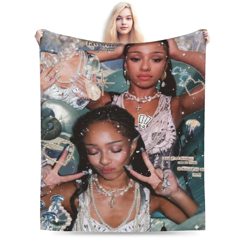 Katseye Kpop Gestrickte Decken Fleece Lara Manon Megan Leichte Überwurfdecke für Bettwäsche Sofa Bett Teppich