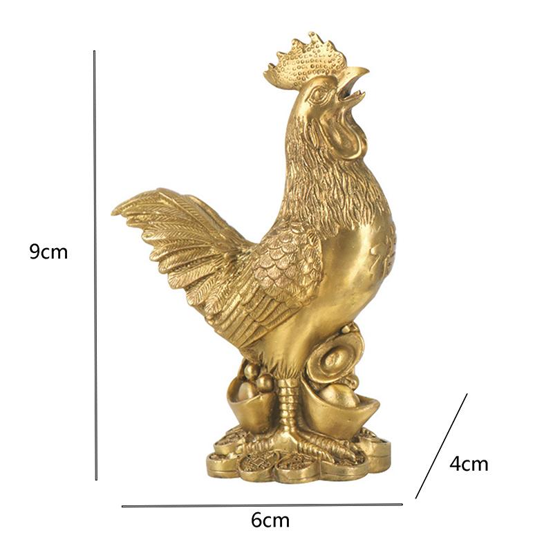 Brass Rooster Cock Figurine Statue Chinese Lucky Fengshui Ornament For Home Office Store Desktop Decoration Handmade Crafts 2025