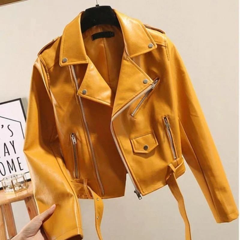 New Motorcycle Leather Jacket Spring and Autumn Regular Korean Style Fashionable Women's Slim Women's Leather