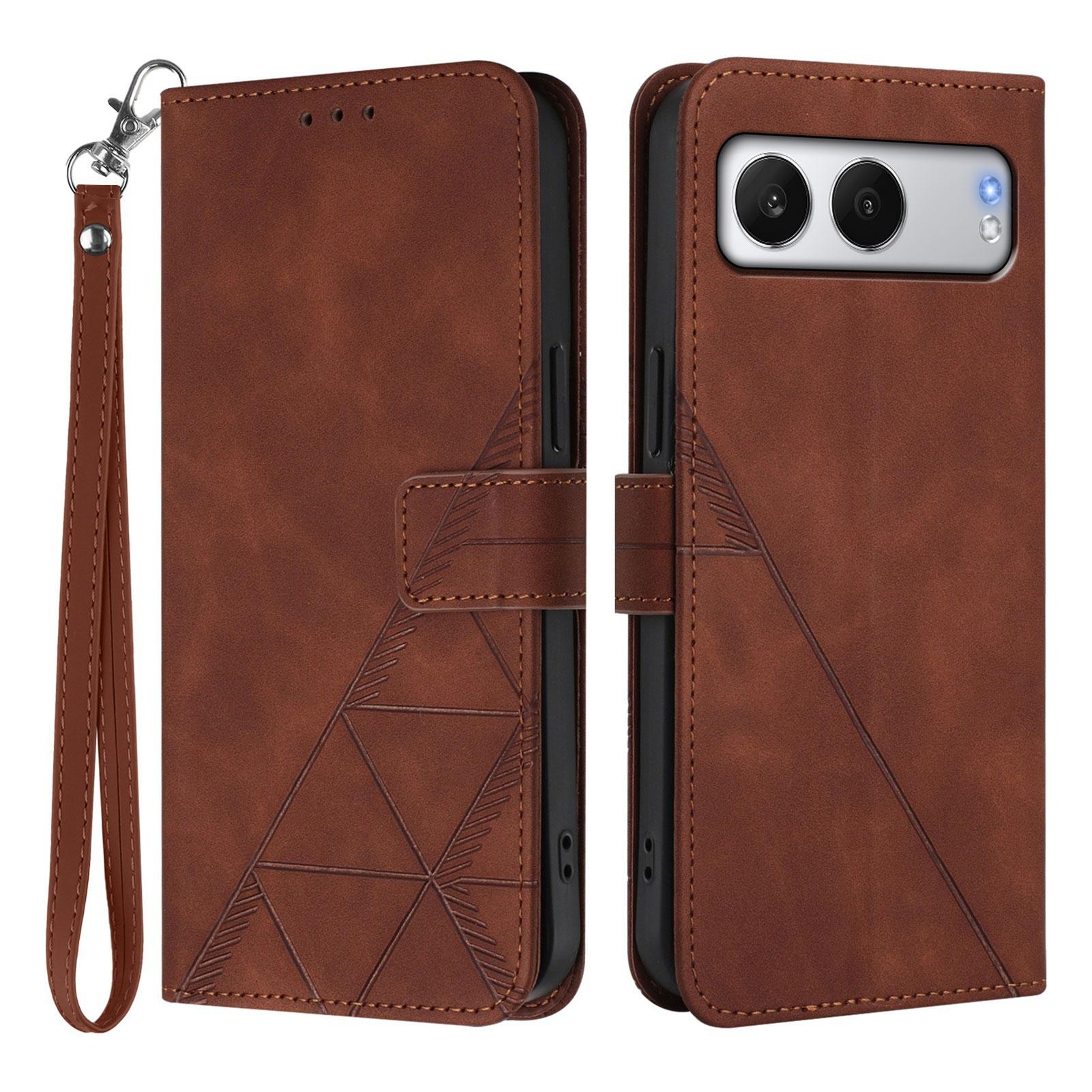 

For OnePlus Nord 4 Leather Case with Hand Strap Wallet Stand Phone Cover Brown