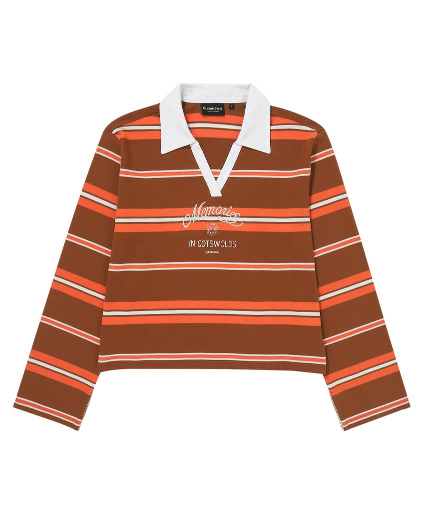 Syupeodeulai Women'S Striped Collar Long Sleeve Brown Sdfipdp29Brw