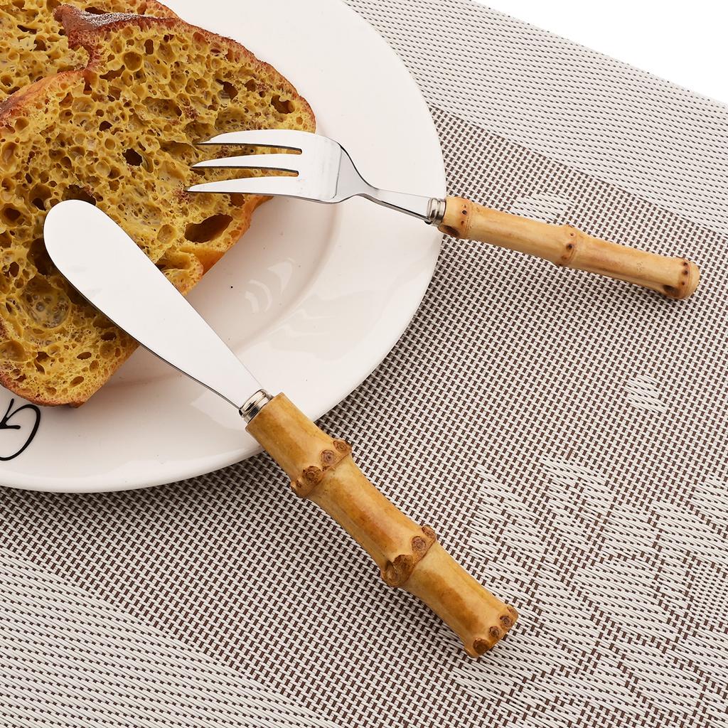 4/5/7-piece Cheese Knife Set Stainless Steel Silverware Set Bamboo Handle Utensils Hostess Serving Set for Buffet Home