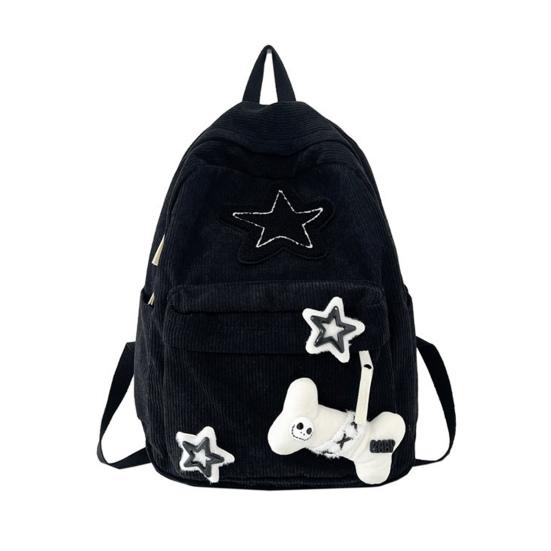 

Рюкзак Звезда Большой Вместимости Вельветовый Дневной Рюкзак Портативный Милый Рюкзак с Узором Звезд Регулируемые Лямки для Колледжа Работы Путешествий чёрный