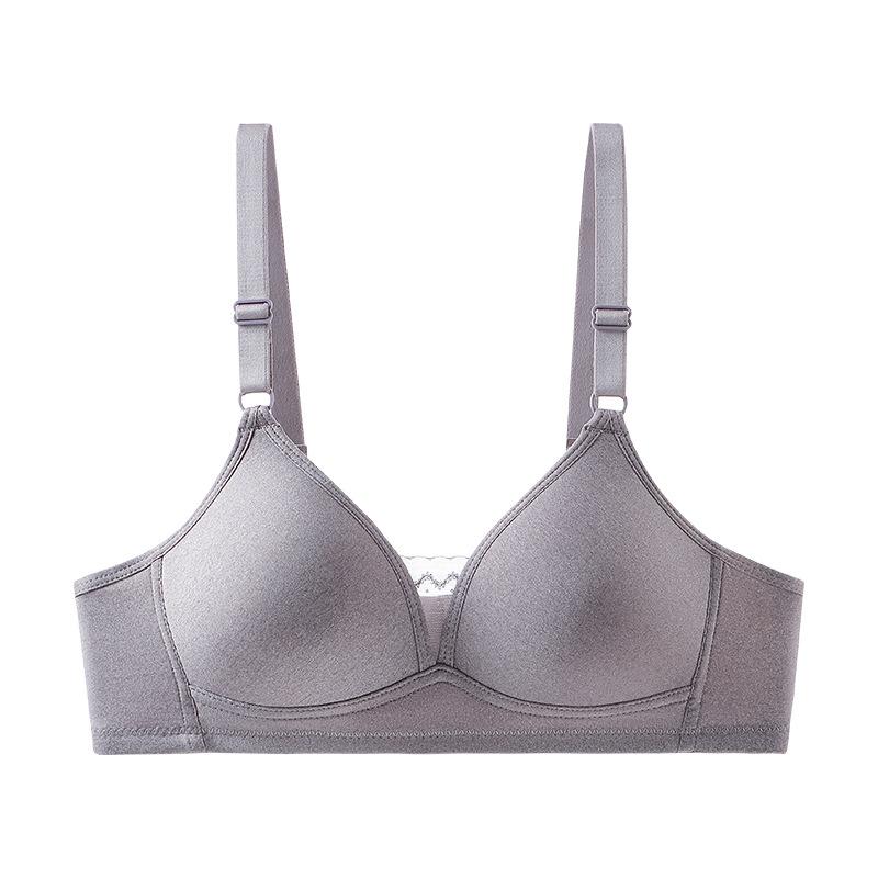 No steel ring bra smooth surface thin cup gathering anti-light three-breasted middle-aged and elderly bra factory