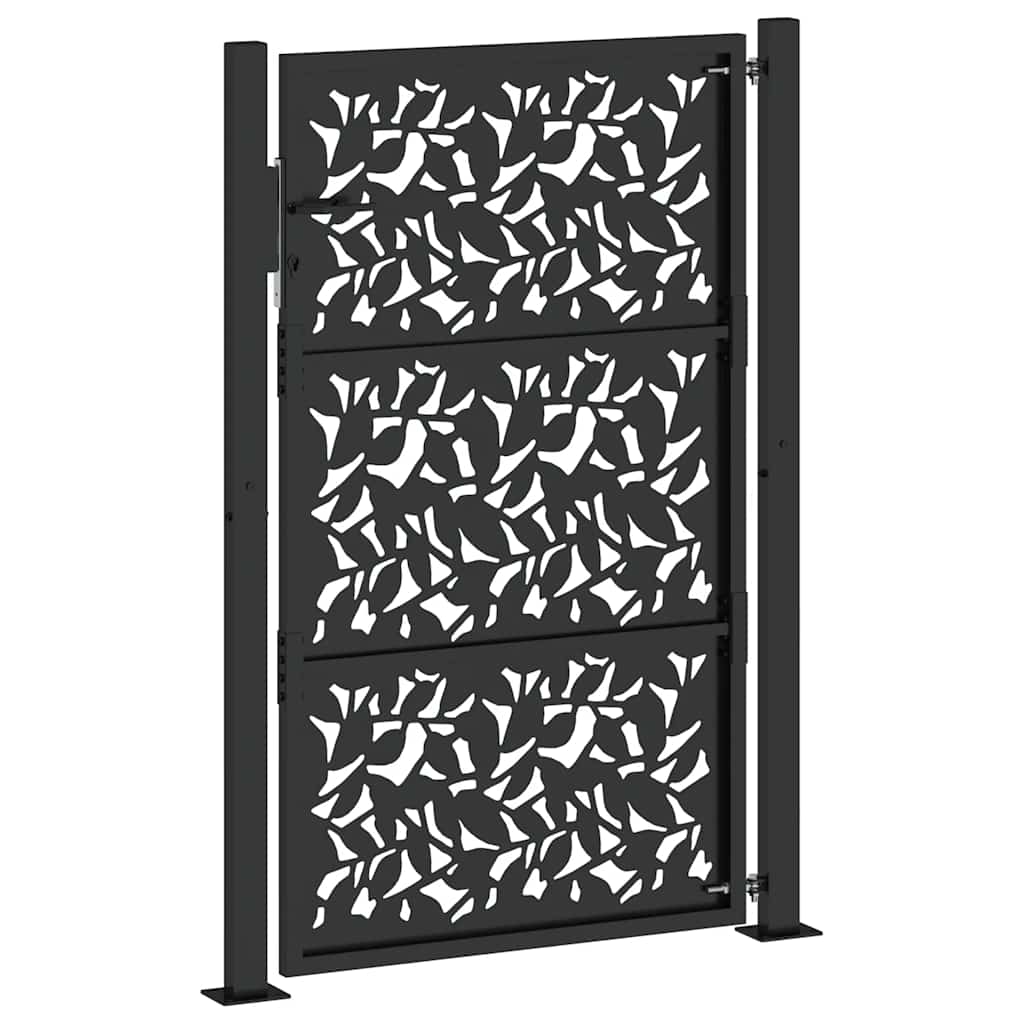 Gard de Grădină Negru 105X155 Cm Model din Oțel Frunză