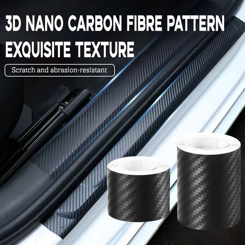 3D Carbon Nano Fiber Tape Car Bumper Door Guard Protection Film Door Sill Protector Sticker Black Waterproof Anti Scratch