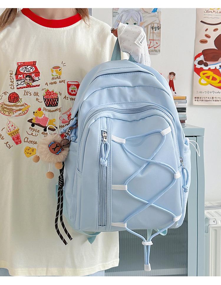 Japanese Style Color Block Drawstring Backpack: Large Capacity Sports & Travel Bag for Men and Women