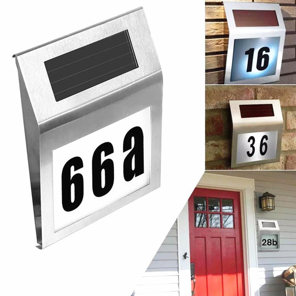 House Number LED Solar Lamp Waterproof Outdoor House Address Number Sign Lights Solar Powered Outdoor Wall Lighting