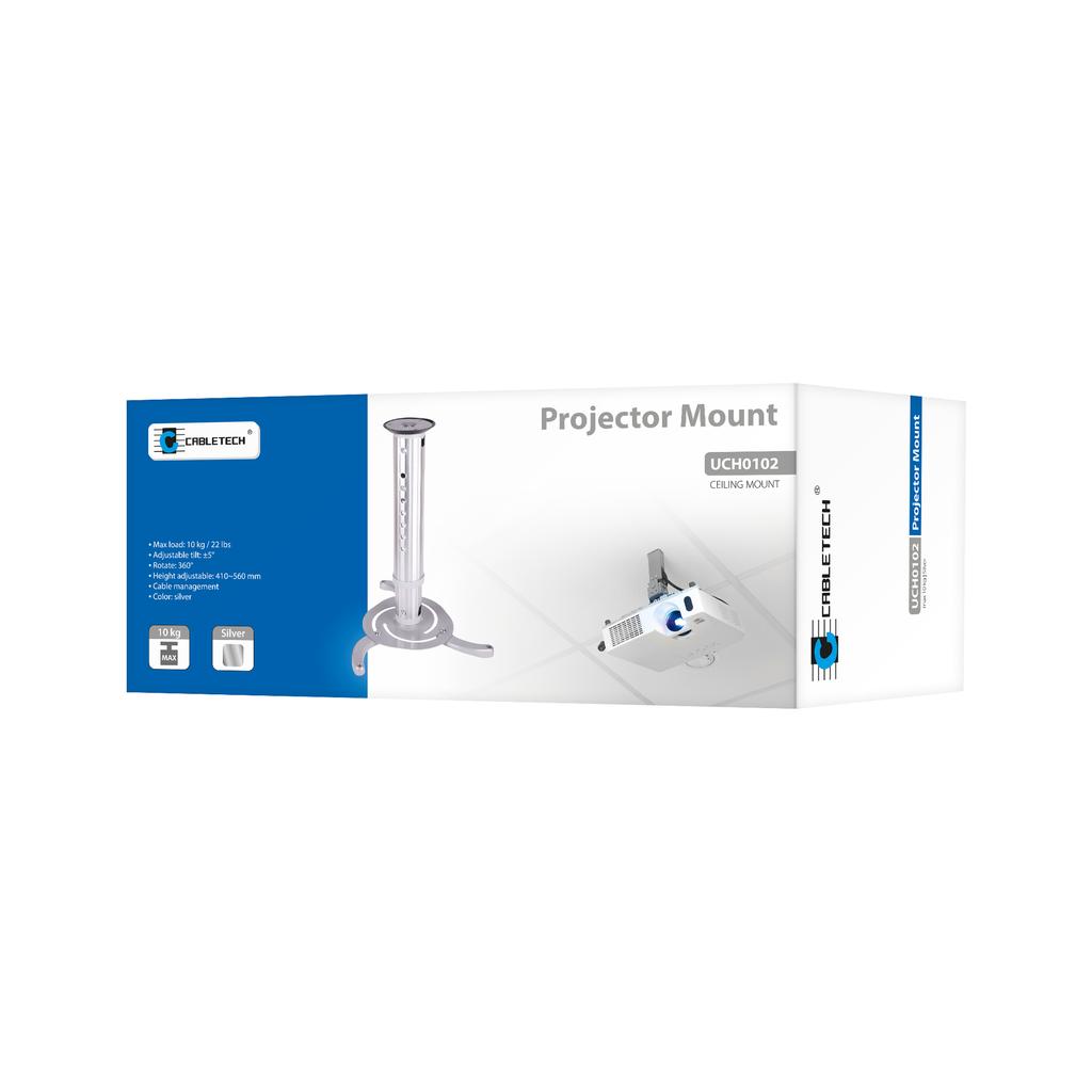 Aluminum projector ceiling mount, adjustable 360°, cable storage