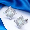 Natural Opal Stone Witches Knot Stud Earrings  Thai Silver Protection Amulet Earrings Jewelry for Women