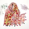 Fashion Luxury Ink Painting Floral Tassel Viscose Shawl Scarf Lady High Quality Wrap Pashmina Stole Bufandas Muslim Hijab