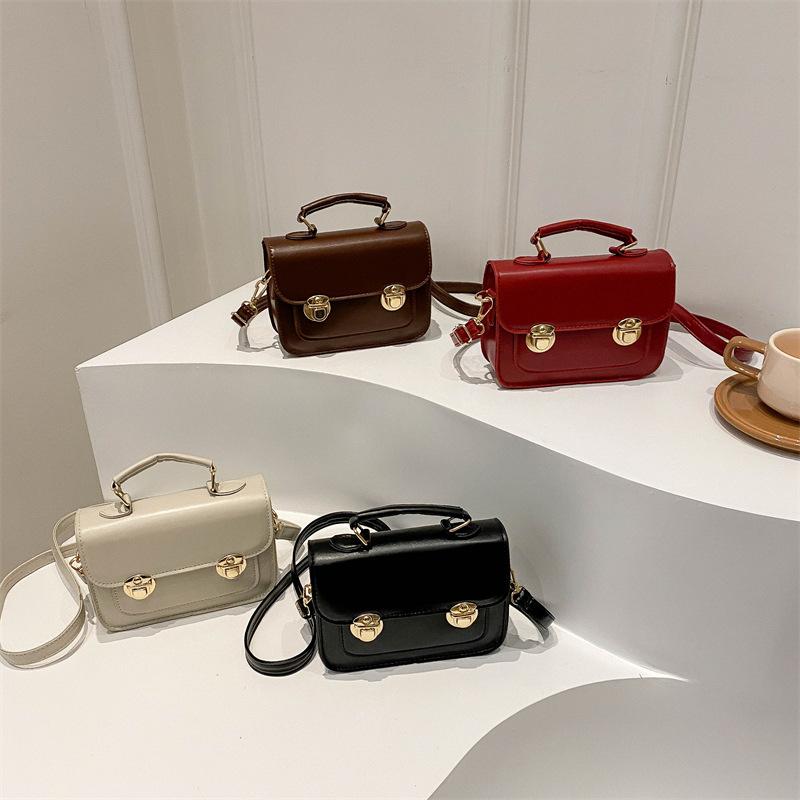 Women'S Bag Summer Fashion Handbag Texture Pu Small Square Bag Foreign Style Lock Versatile Shoulder Bag