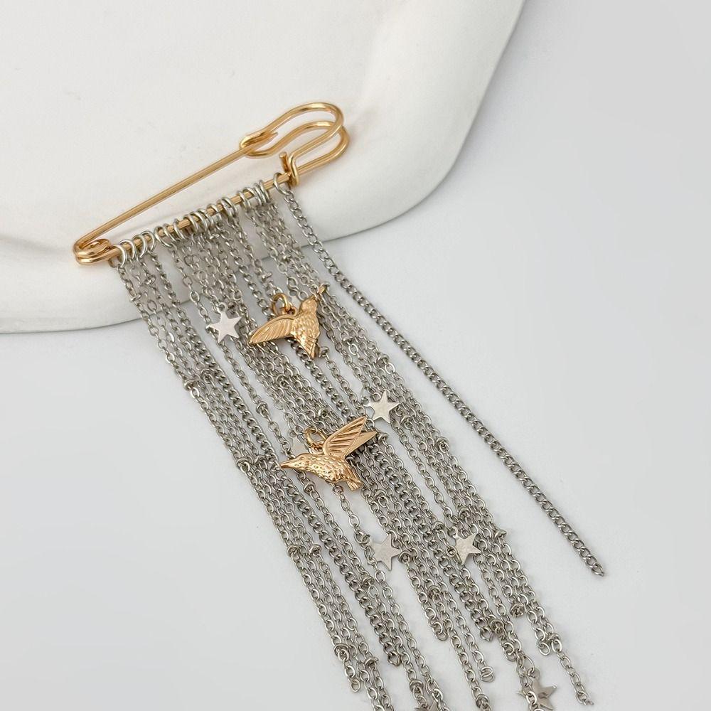 Peace Dove Pendant Tie Collar Needle Bird Multi-layer Chains Pin  Suit Accessories
