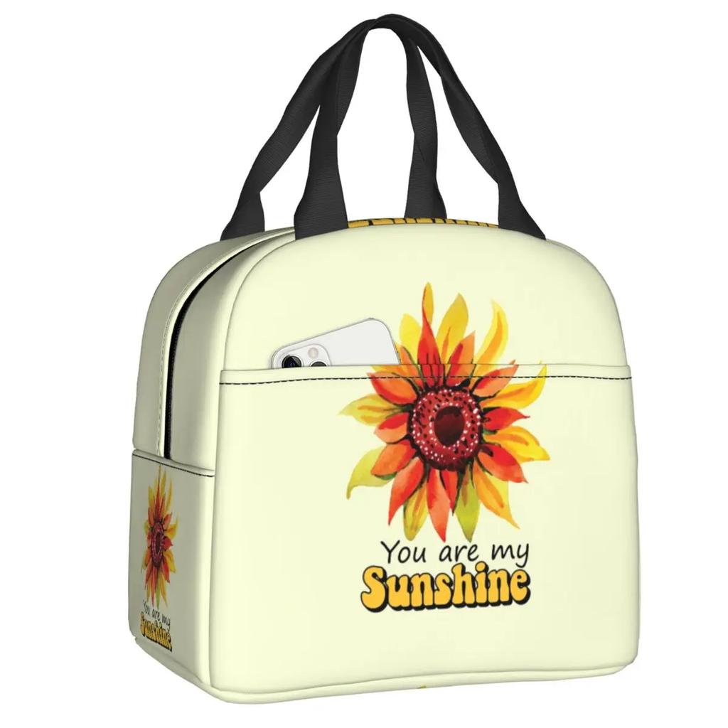 Sunflower With The Light Of Stars Insulated Lunch Tote Bag for Women Floral Cooler Thermal Food Lunch Box Kids School Children