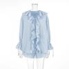 VAYLA New Casual Shorts Two-piece Set Women's Ruffled Loose Tie Top Simple Shorts Set Office Lady Female Shorts Set