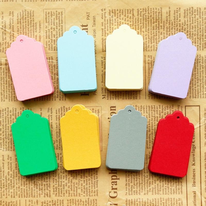 50 Pcs Colorful Gift Tages Paper Hanging Tages with Hole Rectangle Hanging Tages for DIY Christmas Wedding Party Favor
