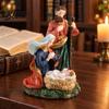 Christian Home Religious Gifts Holy Family Manger Resin Ornament, Hand Painted Tabletop Figurine, Nativity Decor Christmas Scene for Office