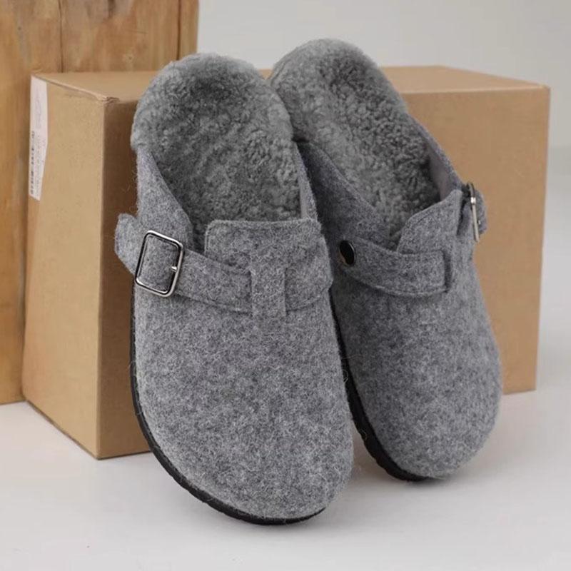 Winter House Plush Slippers for Women Winter Non-Slip Flat Heels Cotton Slides Woman Fashion Flock Warm Cotton Shoes Slippers