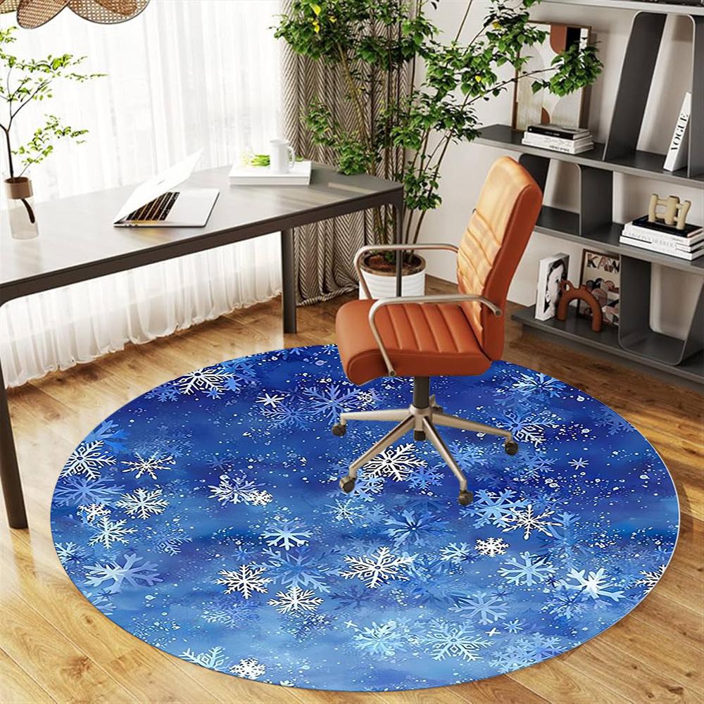 1pc Snowflake Winter Round Chair mat Area Rug - Non-Slip, Floor Mat for Office, Bedroom, and Indoor Decor c1125633