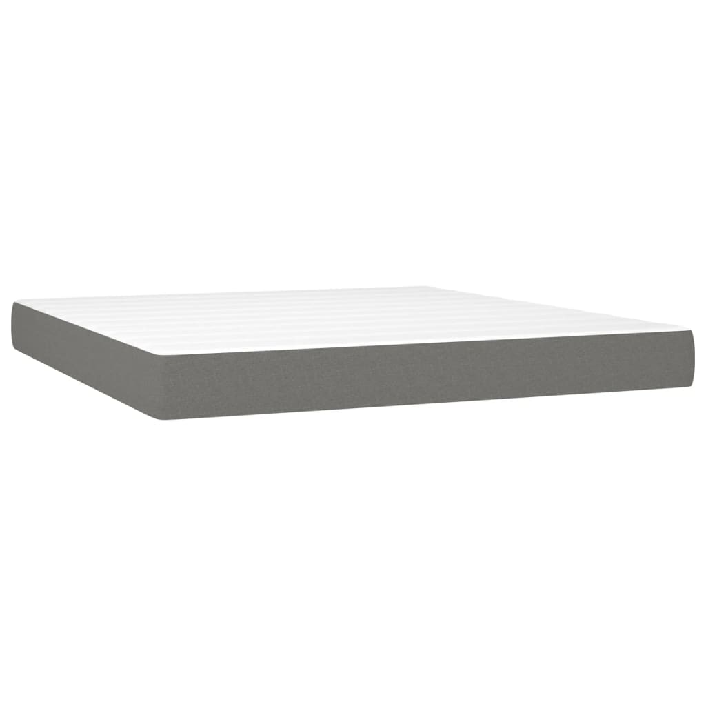 Box Spring Bed with Mattress Dark Gray 180x200 cm Fabric