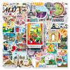 DIY Hand Boek Decoratie Benodigdheden 50 Stuks Frankrijk Reis Stickers, Franse Bezienswaardigheden Vinyl Decals, Peel and Stick Vintage Bezienswaardigheden Patronen voor