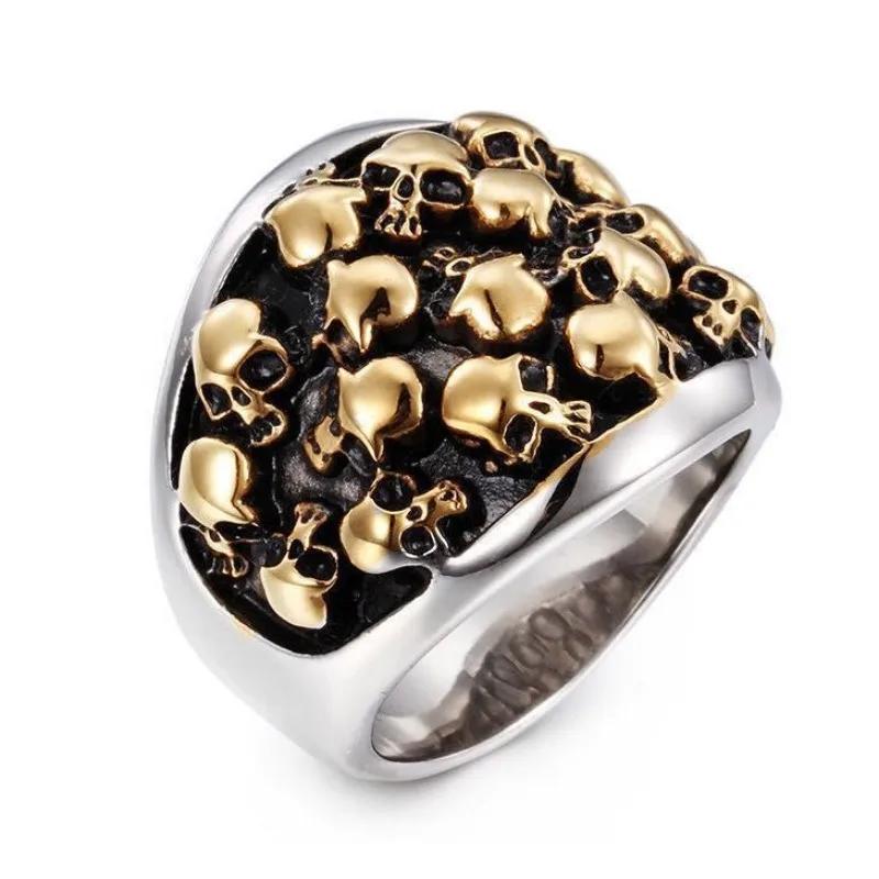 Hot-selling, Men's Single Personality Trend Stainless Steel Skull Ring, Multi-ghost Head Jewelry