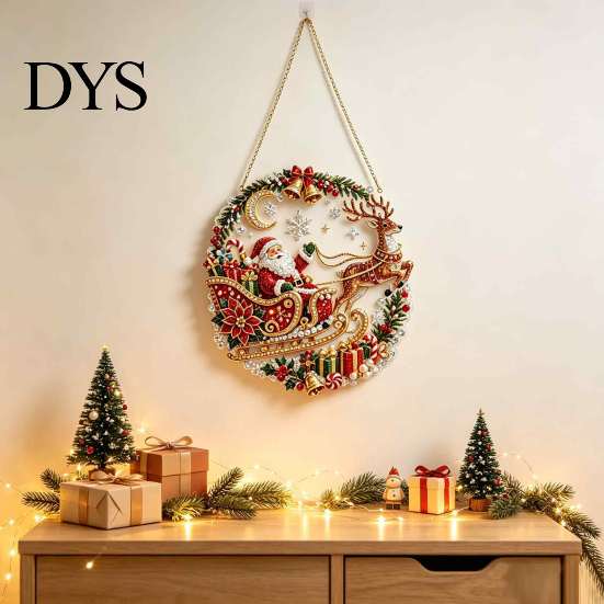 Christmas Tree Hanging Ornaments Xmas Snowman Ornament, Round Acrylic Santa Reindeer Seasonal Party Decor Door Sign for Festive Window Wall