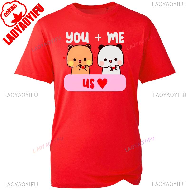 Kawaii DUDU BUBU Amoureux Couples Toi et Moi Pour Toujours Mignons Oursons de Dessin Animé Couple T-shirt Assorti Mode Décontracté T-shirt Imprimé Hauts