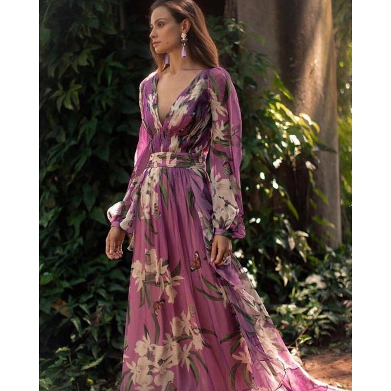 Winter, new women s clothing collar long-sleeved four-sided elastic-printed big pendulum dress S фиолетовый
