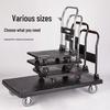 Portable Folding Handcart: Silent, Small, 4-Wheel Flatbed Pull Cart for Home Use