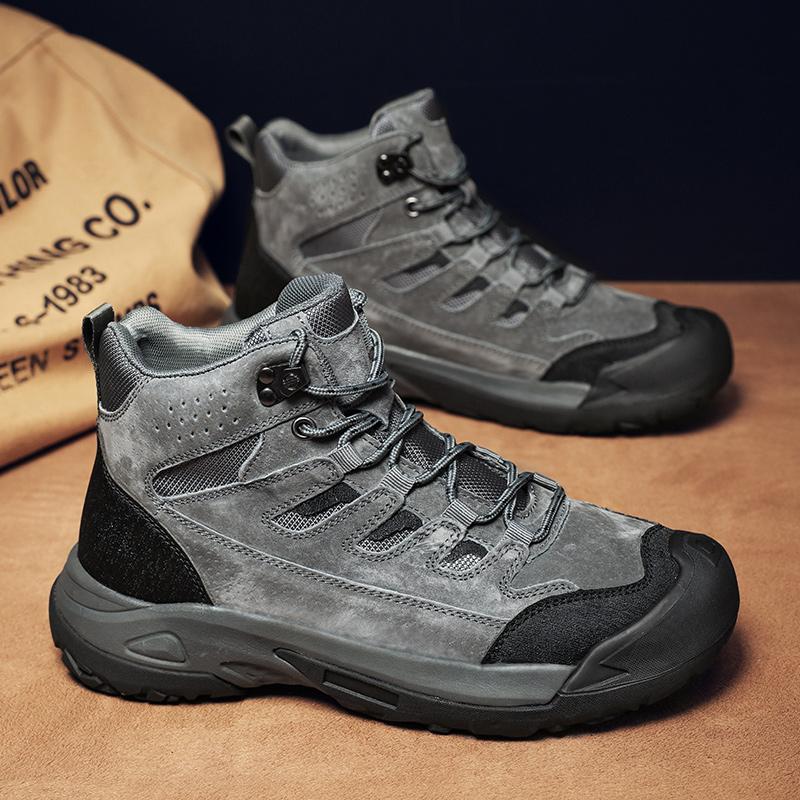 Fashion 2024Men Platform Designer Boots Fashion Desert Genuine Leather Boot New Comfy Non-slip Hiking Shoe High Top All-match Work Boots