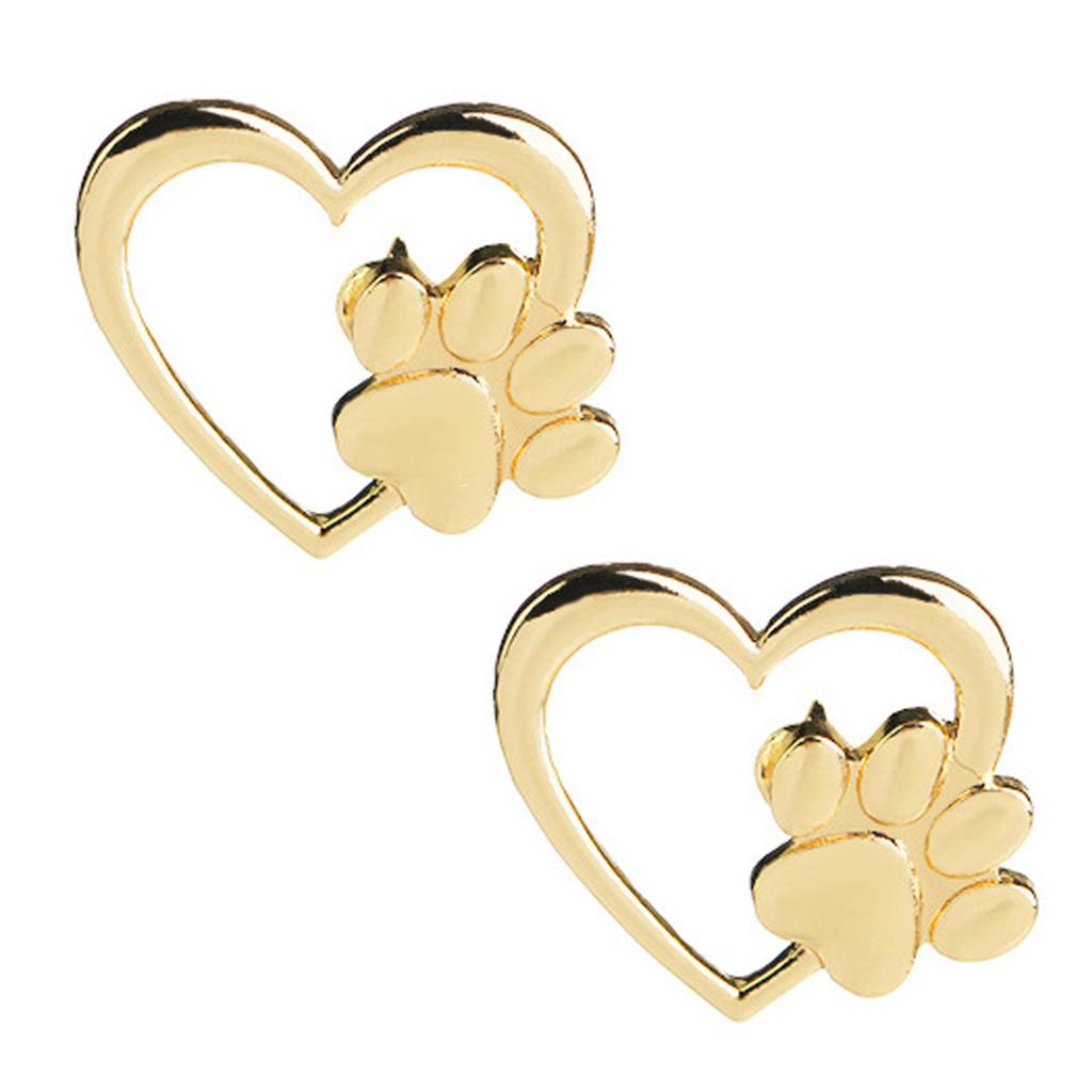 2pcs Heart with Paw Badge Brooch Dripping Oil Paw Brooch Badge Pin for Jewelry Making Clothes Bags Supplies