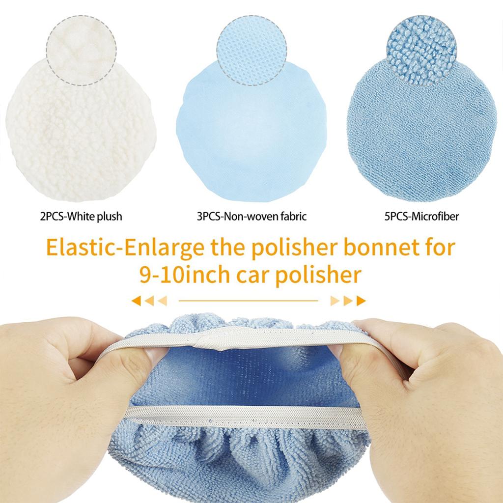 20/10 Stück Auto Polierpad Haube 9 10 Zoll Mikrofaser Auto Haubenpolierer Weiche Wolle Wachs Waschpuffer Abdeckung Auto Reinigungszubehör