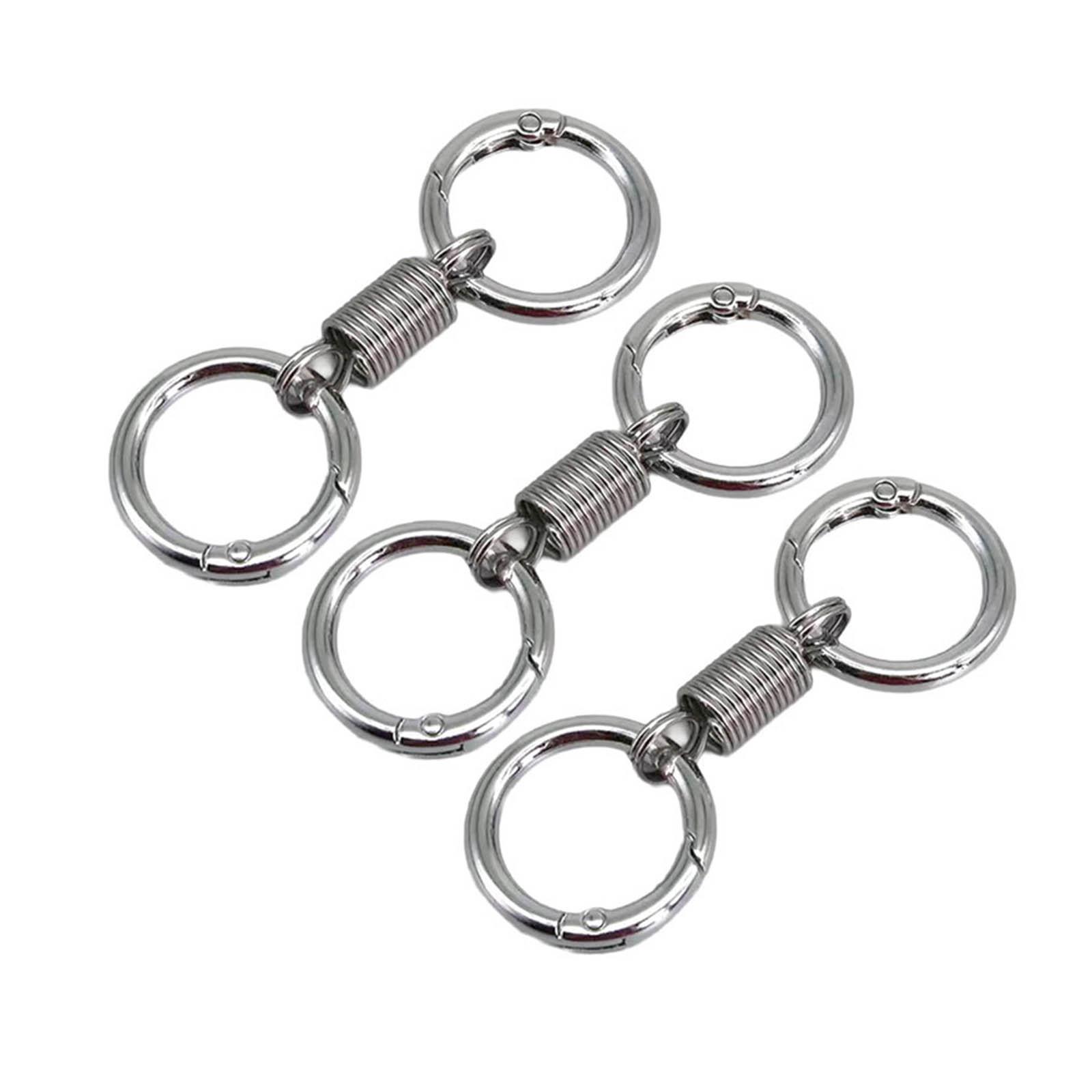 

Набор из 3 пружинных двойных брелоков Удобное разделение Простые брелоки Элегантный держатель для ключей Сплав для сумки для ключей серебряный