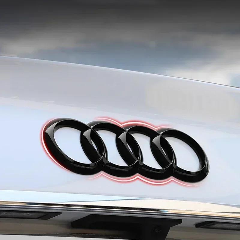 ABS Four Ring Car Logo Cover Front Grille Badge Rear Trunk Emblem Decal For  Audi A3 A4 A5 A6 A7 A8 Q3 Q5 Q7 Q8