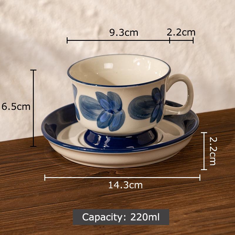 Painted Flowers Pattern Ceramic Cup&saucer Dining Table Gold-plated Coffee Mug Milk Tea Cup Afternoon Tea Teacup Juice Container