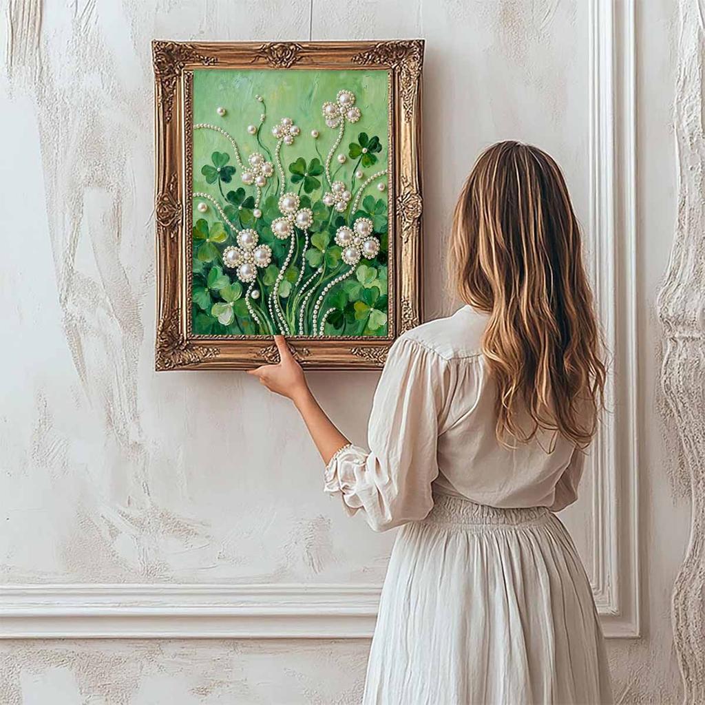 Crystal Pearl Painting 5D DIY Frame Decoration Painting Grassland Home Wall Decoration Transparent Pearl Gemstone Painting Picture Art Crafts
