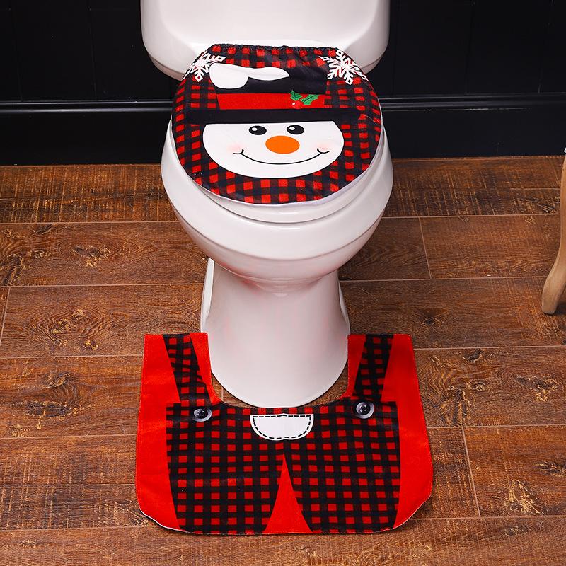 Christmas decoration supplies creative cartoon old man snowman toilet cover decoration two-piece hotel home decoration