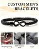 To My Man,Personalized Dual Name Infinity Leather Bracelet,Custom Name Stainless Steel Bracelet Valentine Christmas Gift for Him