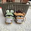 Finished Handmade Cotton Wool Frog Hat Reindeer Hat Penguin Doll Crochet Keychain