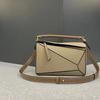 Leather Handmade Beeswax Line Geometric Bag Niche Light Luxury Pillow Bag Trend Splicing Shoulder Messenger Bag Women's Small Square Bag