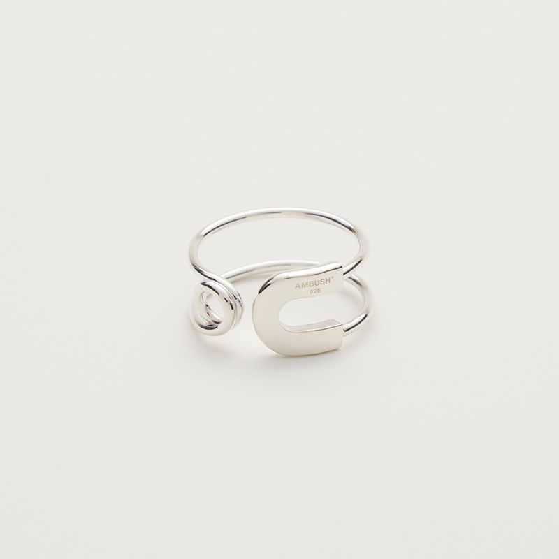 

AMBUSH safety pin ring niche opening adjustable male and female geometry gold fashion Internet celebrities do not fade