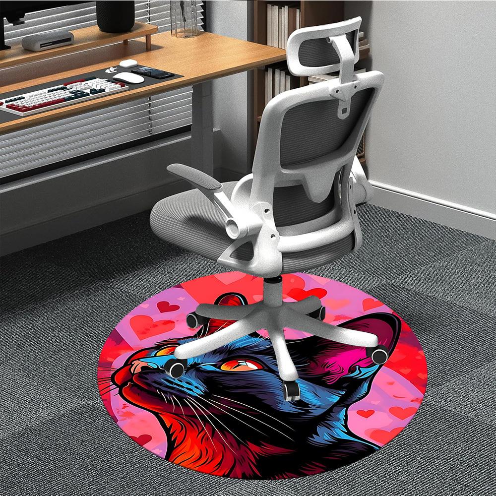 

1pc Cat Portrait Chair Carpet for Office Non-Slip, Machine Washable Rug for Office - Holiday DecorMachine Made yy251029096 80cm by 80cm