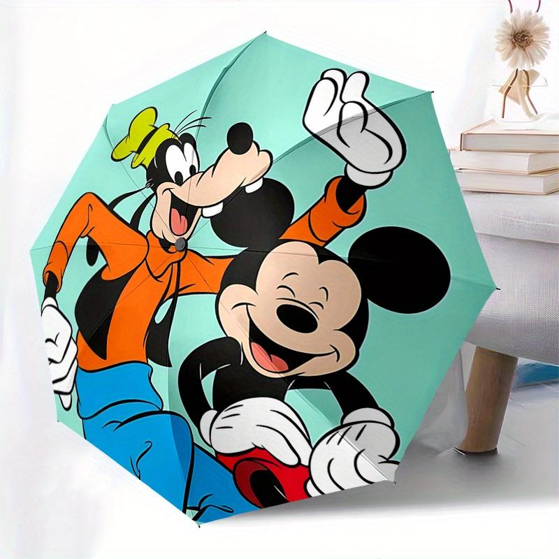 Mickey Mouse, Goofy Automatic Opening and Closing Umbrella - 8 Ribs Portable Folding Umbrella with Plastic Handle, Suitable for Leisure and