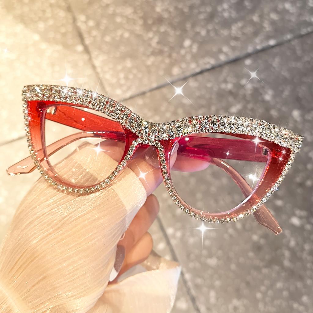 Durable High Quality Elegant Fashion Glasses with Rhinestone - Cat-eye Frame Perfect for Formal Events Formal Eyewear