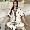 Summer short-sleeved bubble cotton yarn pleated pajamas female Internet celebrities popular trousers loungewear set