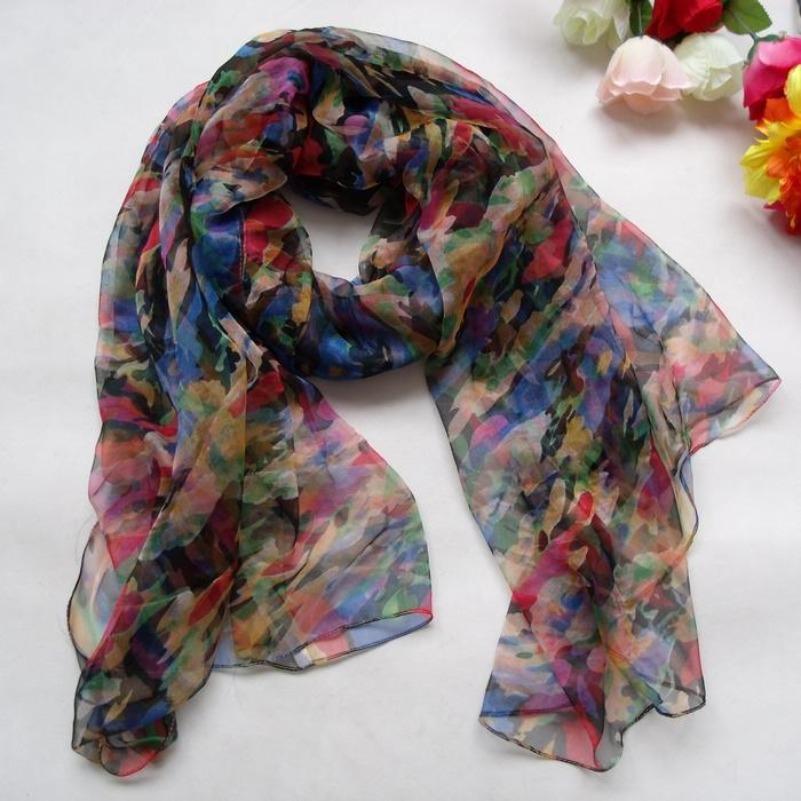[BYSIFA] Ladies Silk Scarf Shawl New Long Scarves Fashion Brand Scarves Elegant Purple Blue Neck Scarf Beach Shawl Cover-ups
