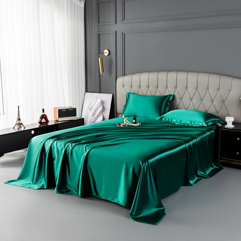 Luxury Natural Mulberry Silk Double Bed Sheet Set Stain High-End King Size Bedsheet Sets Home Solid Color Soft Smooth Bed Cover