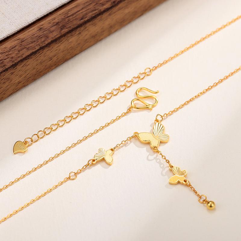 Exclusive 925 Sterling Silver butterfly Tassel Women's Necklace with Elegant Design and Unique Gold-plated Jewelry